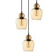 CLA Champan Glass Ellipse 3 Light Pendant - Bronze / Amber