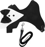 FONDOTIN 1 Set Tuxedo Harness with Bow Tie Adjustable Pet Vest for Dogs Integrated Leash Included for Halloween and Special Occasions