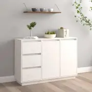 Sideboard White 111x34x75 cm Solid Wood Pine