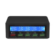 5V/10A Lcd Display Usb Charger Adapter Quick Charge 3.0 Multi Port Mobile Phone Usb Socket Black
