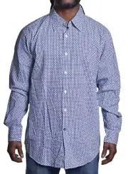 Nautica Mens Navy Blue Micro Weave Cotton Button Up Shirt Large
