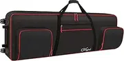 SNIGJAT 88 Key Keyboard Case with Wheels (Interior: 57.2"x18.2"x6.8"), Padded Rolling Piano Case with Adjustable Shoulder Straps and Sturdy Pull Handle, 88 Key Keyboard Gig Bag with 3-Pocket Storage