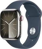 [Apple] Watch Series 9 [GPS + Cellular 41-mm] Smartwatch with Stainless Steel Case with Silver Sport Band S/M