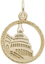 Gold-Plated Sterling Silver Capitol Building Faceted Charm by Rembrandt