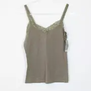 Old Navy Womens Lace Trim Cami Tank Top Size M Green Lightweight Y2K Staple NWT