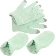 [Minkissy] Touch Screen Gloves Foot Mask Set Moisturizing Gloves for Dry Cracked Hands Women's Moisturizing Socks Christmas