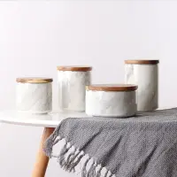 在飛比找樂天市場購物網優惠-北歐大理石紋密封罐帶蓋陶瓷儲物罐子收納盒咖啡花茶糖果罐擺件