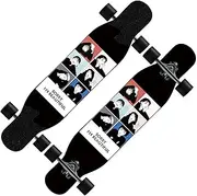 Sports Longboard Skateboard, 41" 9 Layers of Maple Wood Four-Wheel Double-tilt Two-Sided Beautiful Girl Pattern Mid-Dance Board Suitable for Beginners Adults