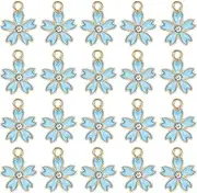 [sourcing map] 20 Pcs Cherry Blossoms Charm, Gold Plated Charm for DIY Mobile Phone Accessories Keychain Crafting, 17x14mm, Blue, 2mm