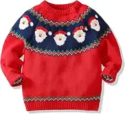 [Miccina] Baby Toddler Boys Girls Crew Neck Knit Sweater Christmas Deer Warm Cotton Casual Pullover Sweatshirt
