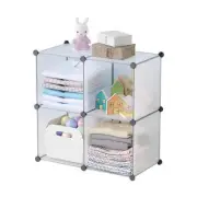 NNEAGS 4-Cube Transparent Shelf Box Portable Cubby DIY Storage Shelves Modular C