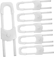 Generic 6pcs Cabinet Lock Locks for Cabinets Childproof Proof Cabinet Latches Plug Covers Proofing Cable Fridge Lock Drawer Smart Keyless Fridge Knob White Plastic