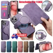 Flip Leather Case Detachable Wallet Cover For iPhone 16e 15 14 13 12 11 Pro Max