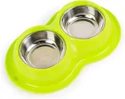 HAPINARY Pet Bowl Moat Ant Dog Cat Feeder Double Stainless Steel Bowl Set Easy to Maintain Random
