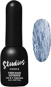 DIDIER LAB Premium Octagon Fiber Base Gel Polish - Clear LED UV Gel Base Coat - Long Lasting Soak Off Gel Nail Base Coat with Vitamins and Minerals - Strengthens Thin Damaged Nails - 0.27 fl oz