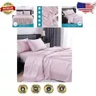Luxury California King Silk Sheets - 4pc Cooling Satin Set, Pink 16" Deep Pocket