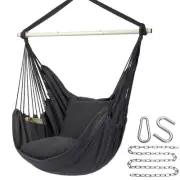 Hammock Chair Hanging Rope Swing Max 500 Lbs 2 Seat Cushions Included Removable