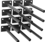 8 Pcs 6" Black Solid Steel Floating Shelf Bracket Blind Shelf Supports - Hidden