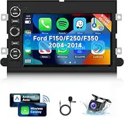 [8 CORE 4G+64G] forFord F150/F250/F350 2004-2014 Car Radio with Wireless Carplay/Android Auto, 7 Inch Android 13 IPS Touch Screen Car Stereo, Bluetooth, GPS Navi, WiFi, SWC, DSP + Backup Camera