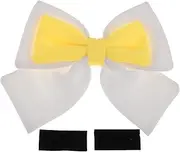 X AUTOHAUX Motorcycle Helmet Accessories Decoration Colorblock Bow for Motorcycle Bicycle Skiing Helmets White Yellow Fabric Sticker 1 Set