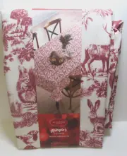 St Nicholas Square Kringle’s Cottage Woodland Critters Woven Tablecloth 60”x102”