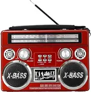 Supersonic SC-1097BT Portable 3 Band Radio with Bluetooth and Flashlight, M/FM/SW Receiver with MP3 Playback, High Sensitivity, Telescopic Antenna and Long-Lasting Battery