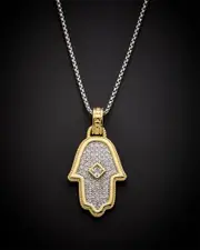 Juvell 18K Plated CZ Hamsa Necklace