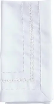 Traditional Hemstitch Dinner Napkin (Set of 12), White, 18"