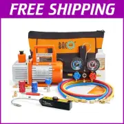 Complete R1234yf A/C Repair Tool Set with 4CFM Vacuum Pump & Leak Detector