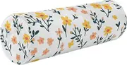 GuoChe Bolster Pillow Decorative Spring Cute Colorful Florals White Neck Roll Pillow Case 5.5" x 17" Small Round Pillow Insert Foam Cylinders Bed Back Support