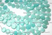 8 Inch 20 Pcs, 100% Natural Amazonite Gems Faceted Flat Oval Beads, Size-10-11mm