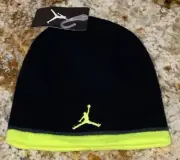 NIKE Jordan Jumpman Knit Beanie Black Volt Grey Hat Kids Youth Boys Girls O/S