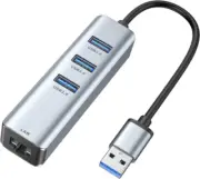 USB 3.0 to Ethernet Adapter,ABLEWE 3-Port Hub with RJ45 Grey