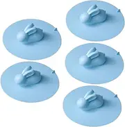 Cabilock Dorable Rabbit Sink Drain Cover 5pcs Silicone Sink Plug Strainer Pad for Kitchen Bathroom s Size