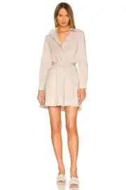 JONATHAN SIMKHAI Womens Shirt Dress Size 0 Tan Mini Cut Out Lightweight SHAELYN