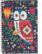 Chumbak Killim Owl spiral notebook, 90 GSM paper, Journal Notebook, Hard Bound, Printed Notepad for School, College and Office, Dimensions- 21 cms x 14 cms