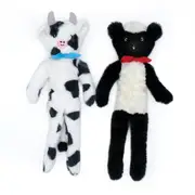 Zippy Paws Fluffy Peltz Plush Squeaker Dog Toy - Sheep & Cow 2-Pack