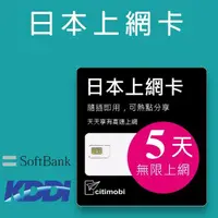 在飛比找momo購物網優惠-【citimobi】日本上網卡-5天吃到飽(不限流量)