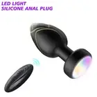 LED Butt Plug Anal Vibrator with Wireless Remote Control for Women Men