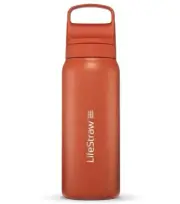 LifeStraw Go 2.0 - 700ml Stainless Steel Water Filter Bottle - Kyoto Orange