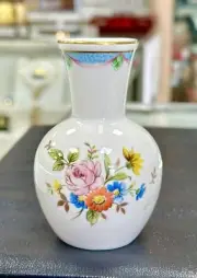 Bone China Mini Bud Vase Christopher Stuart Spring Floral Pastels 4" Gold Trim