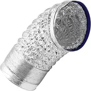 SWOOMEY Fire Resistant Aluminum Foil Duct Hose for HVAC Ventilation Diameter Flexible Dryer Vent Hose for Kitchens Bathrooms Grow Rooms Silver