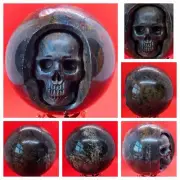 882g Ocean Jasper Quartz Crystal Sphere With Carved Skull Meditation Healing