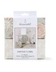 [The Peanutshell] Cotton Sleeper Sheets 90cm 2 Pack in Vintage Floral