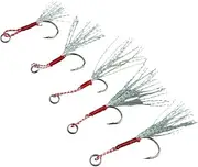 Pokinge Jigging Assist Hooks With Teaser Kit, 50pcs Saltwater Fishing Assist Hooks, Carbon Steel Circle Hooks for Lures