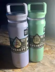 2 TAL Stainless Steel Everett Water Bottle w/ Tritan Spout 32oz Purple & Green