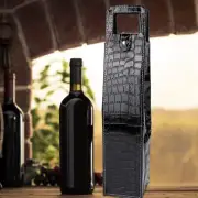 COULD Resuable Leather Wine Tote Bag Champagne Beer Gift Bags Carrier(black)