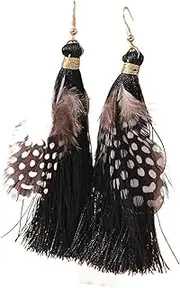 [Generic] Tassel Drop Earrings for Women、Hooks Earrings Girls Party Holiday Jewelry Gifts、Earrings、Niche, High-end、Simple Design(Black)
