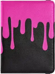 [Amooorous] Fashion Street Graffiti Painting Pink Black Leather decorative waterproof passport holder Travel Documents Organizer Protector Wallet Passport Holder Lightweight, Fashion street graffiti painting pink