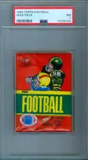 1980 Topps FOOTBALL Card Unopened WAX Pack PSA 7 "Tackle" Wrapper Variation